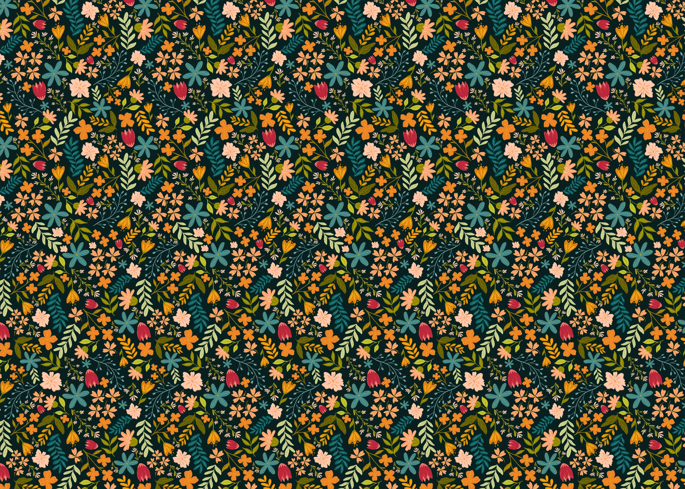Anthea Navy - Cheerful Floral Navy Wallpaper Mural - Image 3