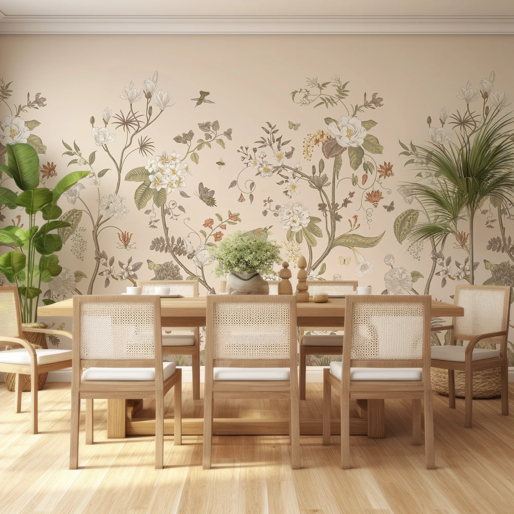 Lily Lane Neutral - Beige Botanical Victorian Plants, Florals & Birds Wallpaper - Image 3
