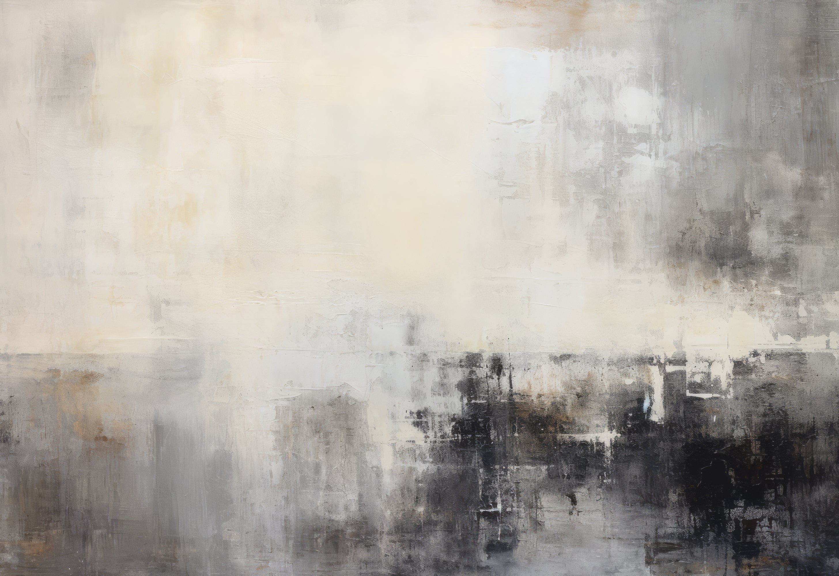 Monochrome Melody - Black and White Grungy Paint Texture Wallpaper Mural - Image 5