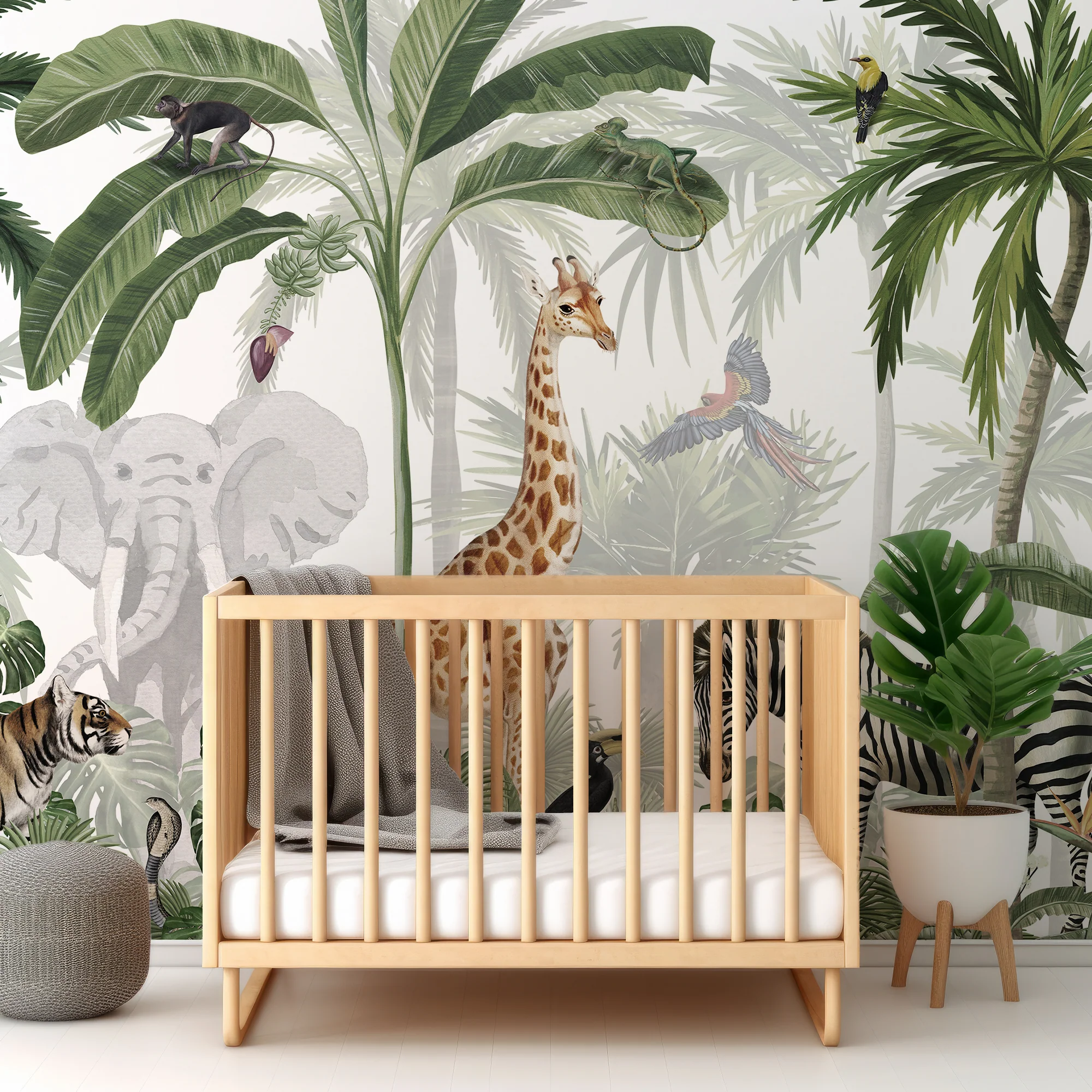 Jungle Jive - Children's Exotic Jungle Themed  Wallpaper Mural - Image 3