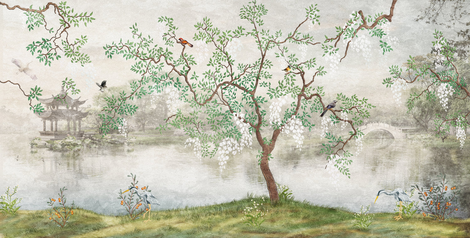 Derous - Trees & Birds on a Lake Wallpaper Mural - Image 4