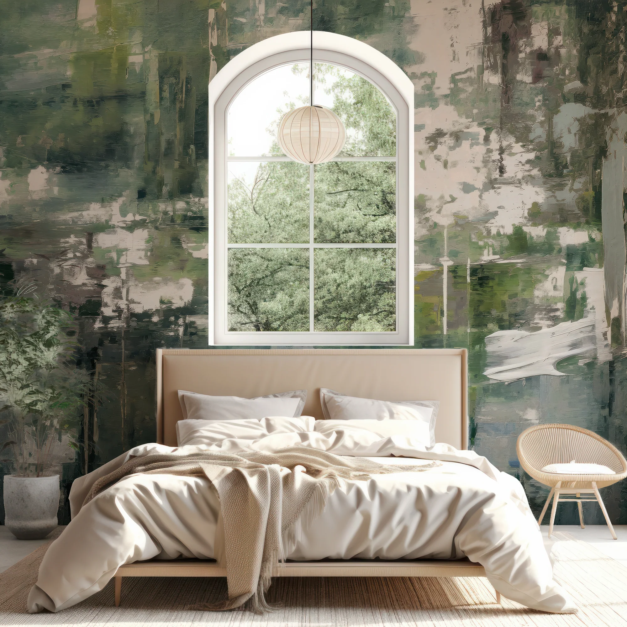 Emerald Forest Oasis - Grunge Structure Wallpaper Mural - Image 3