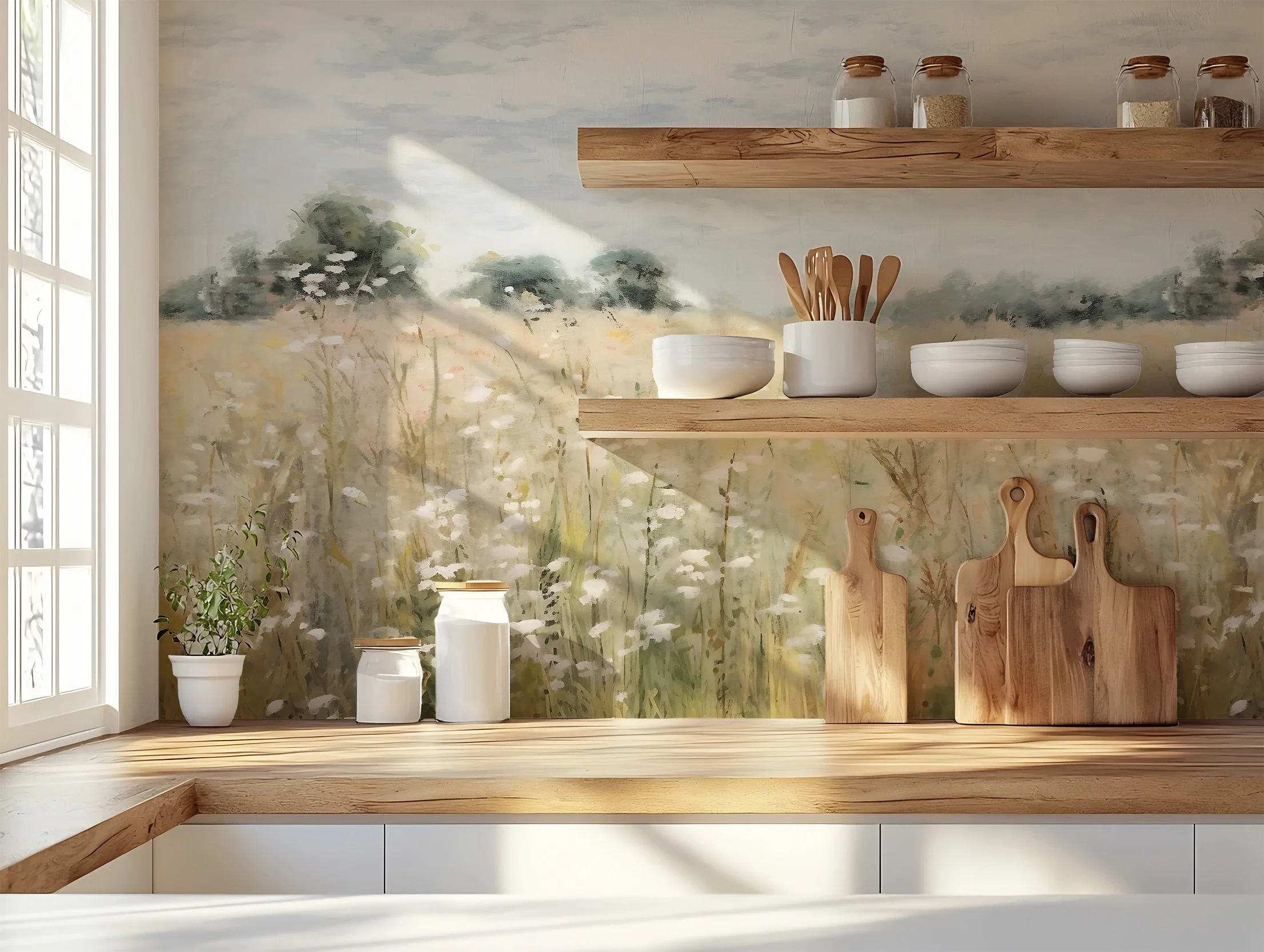 Foxglove - Hazy Meadow Oil Painting Wallpaper Mural - Image 4