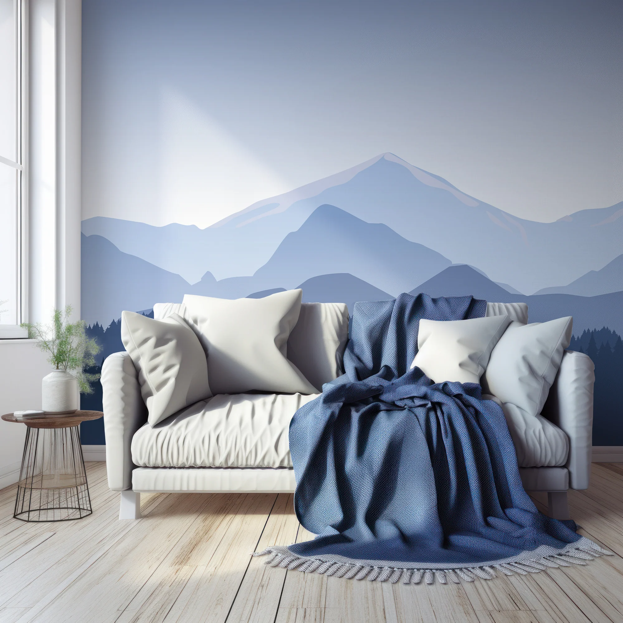 Grapeted - Blue Mountain View Illustration Wallpaper Mural - Image 3