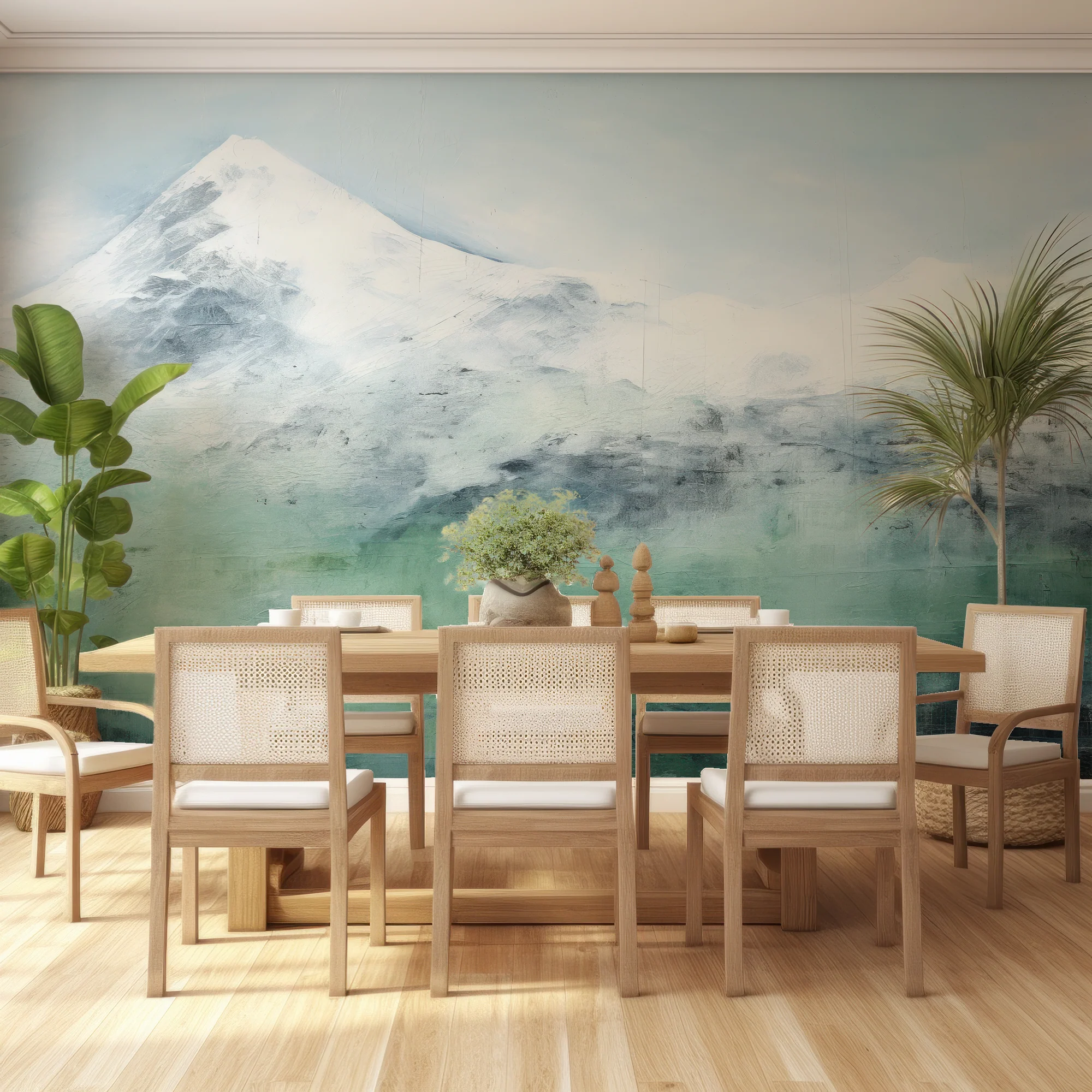 Emerald Peak - Grungy Green Mountain Peak Wallpaper Mural - Image 4