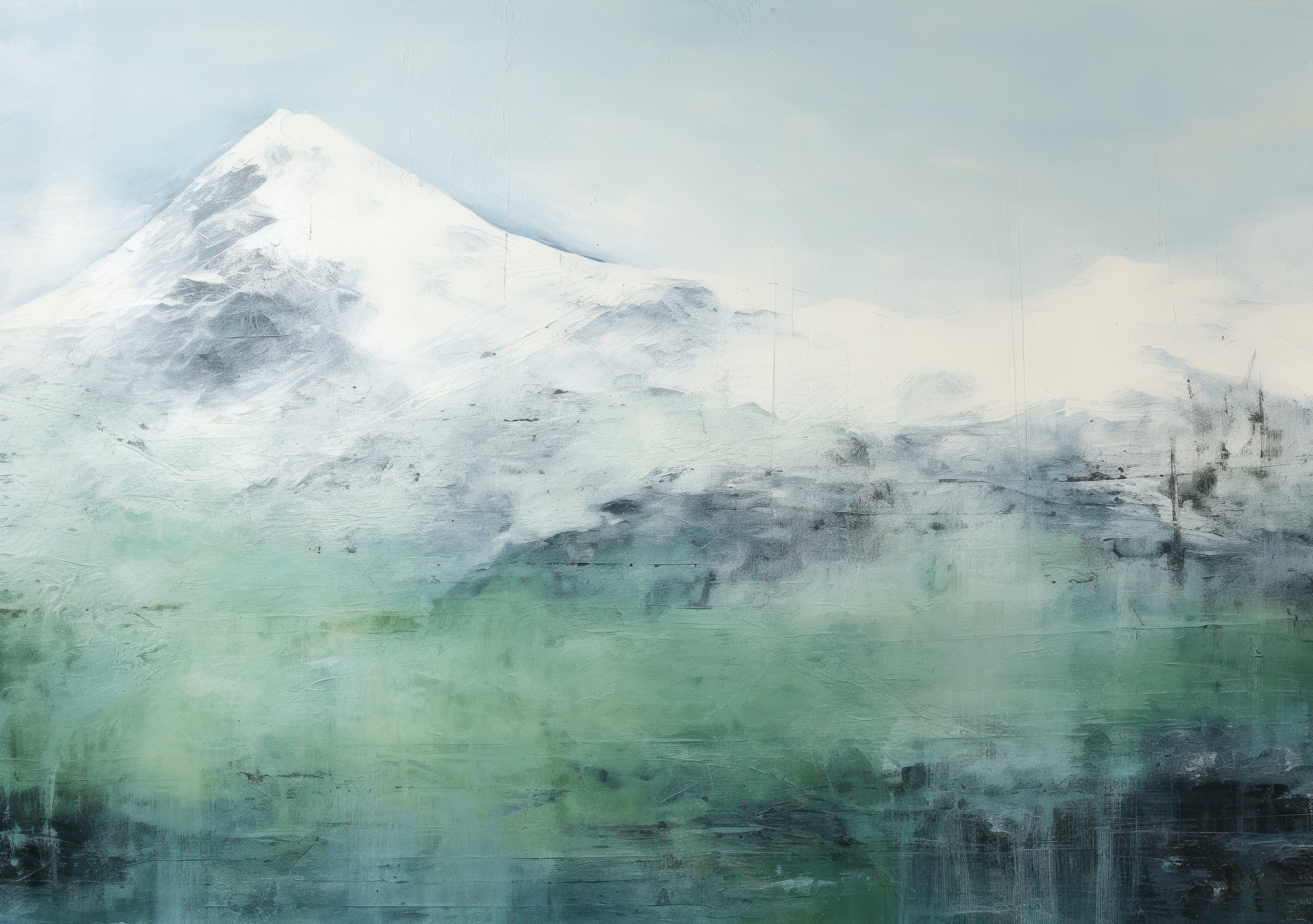 Emerald Peak - Grungy Green Mountain Peak Wallpaper Mural - Image 5