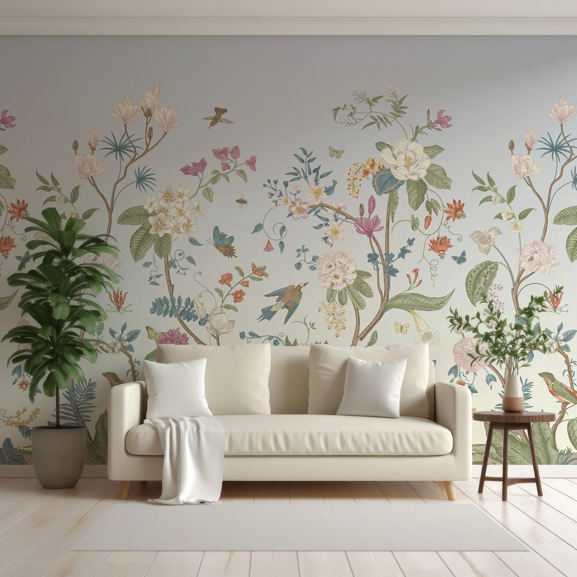Lily Lane Lavender - Light Purple Botanical Victorian Plants, Florals & Birds Wallpaper - Image 3