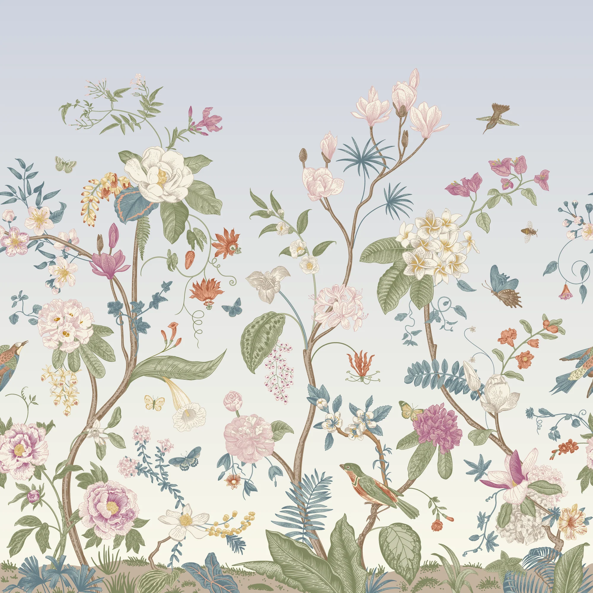 Lily Lane Lavender - Light Purple Botanical Victorian Plants, Florals & Birds Wallpaper - Image 4