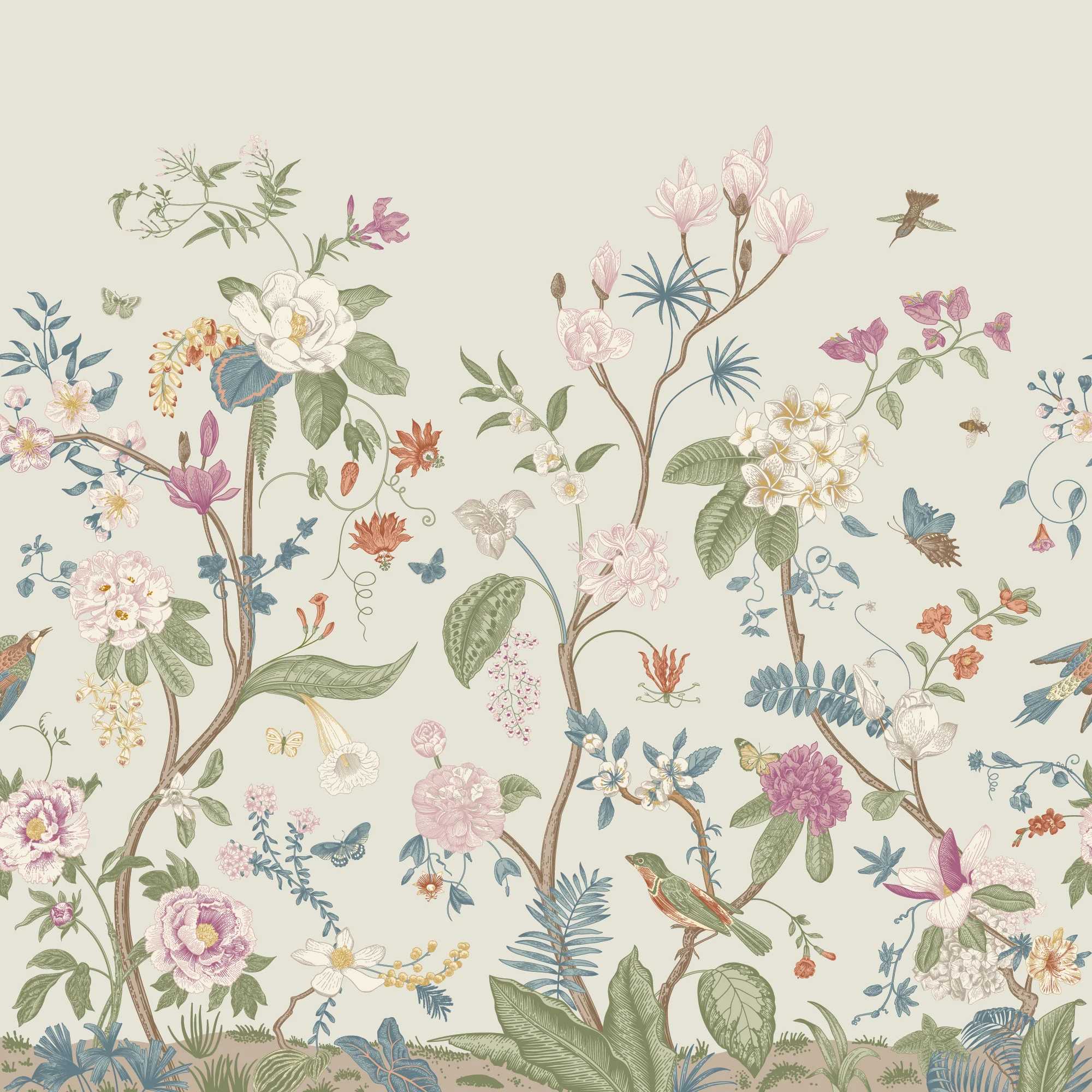 Lily Lane - Green Botanical Victorian Plants, Florals & Birds Wallpaper - Image 5