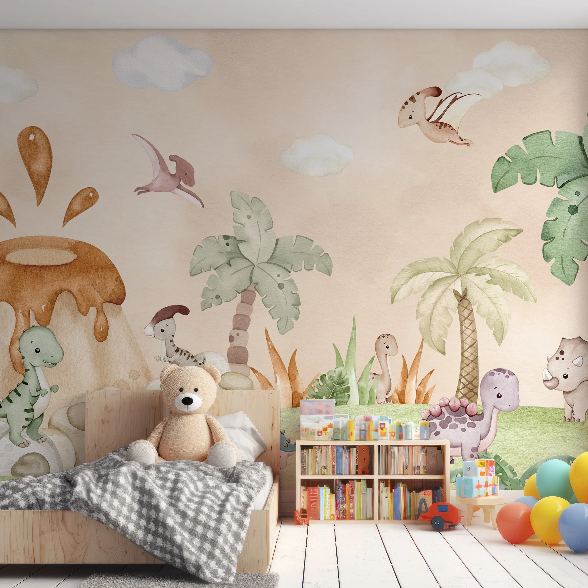 Littlefoot - Cute Watercolour Dinosaur Children's Wallpaper Mural - Image 3