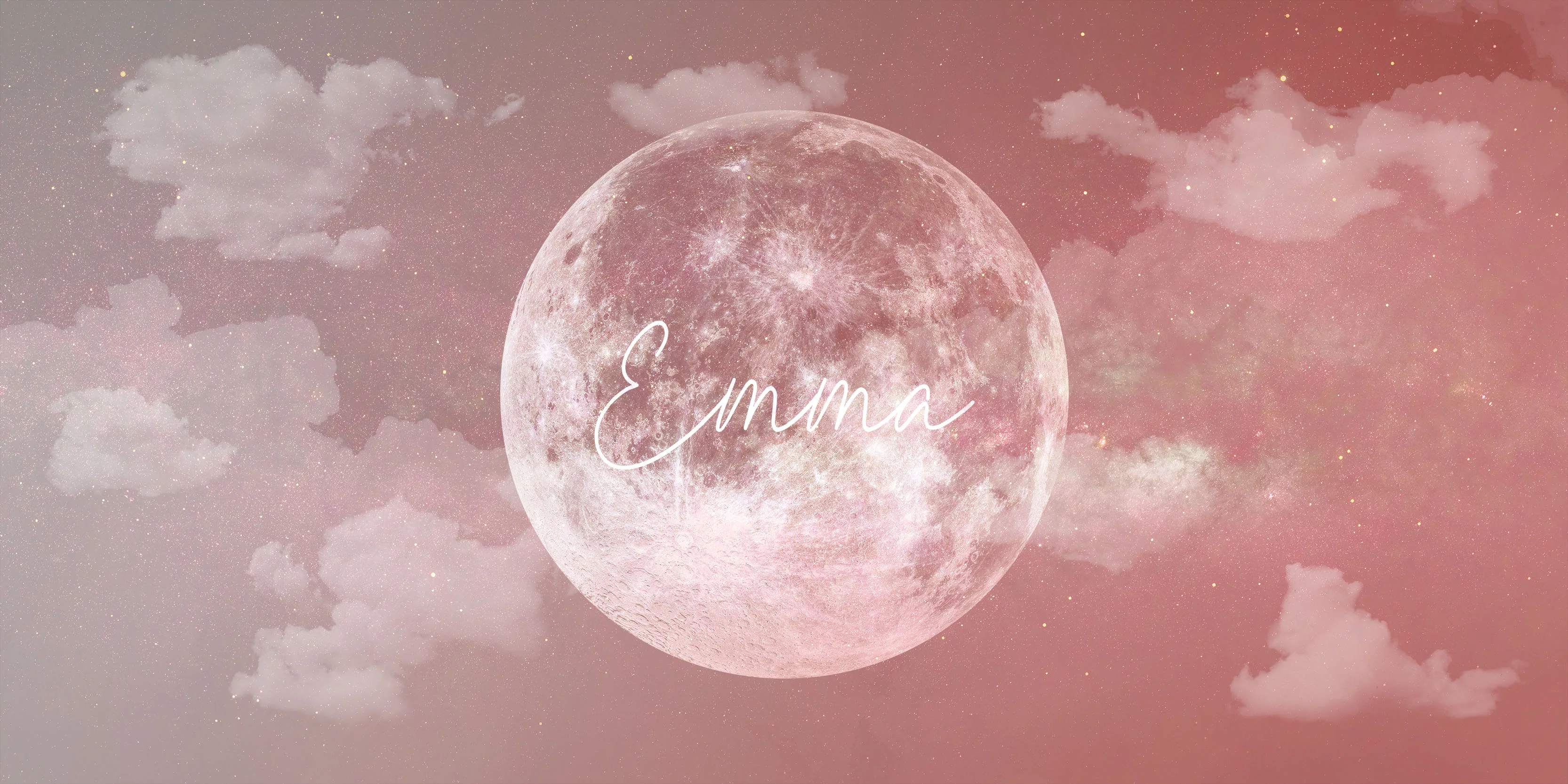 Lupin Rose with Name - Personalised Kid's Pink Moon in Space Wallpaper Mural - Image 3