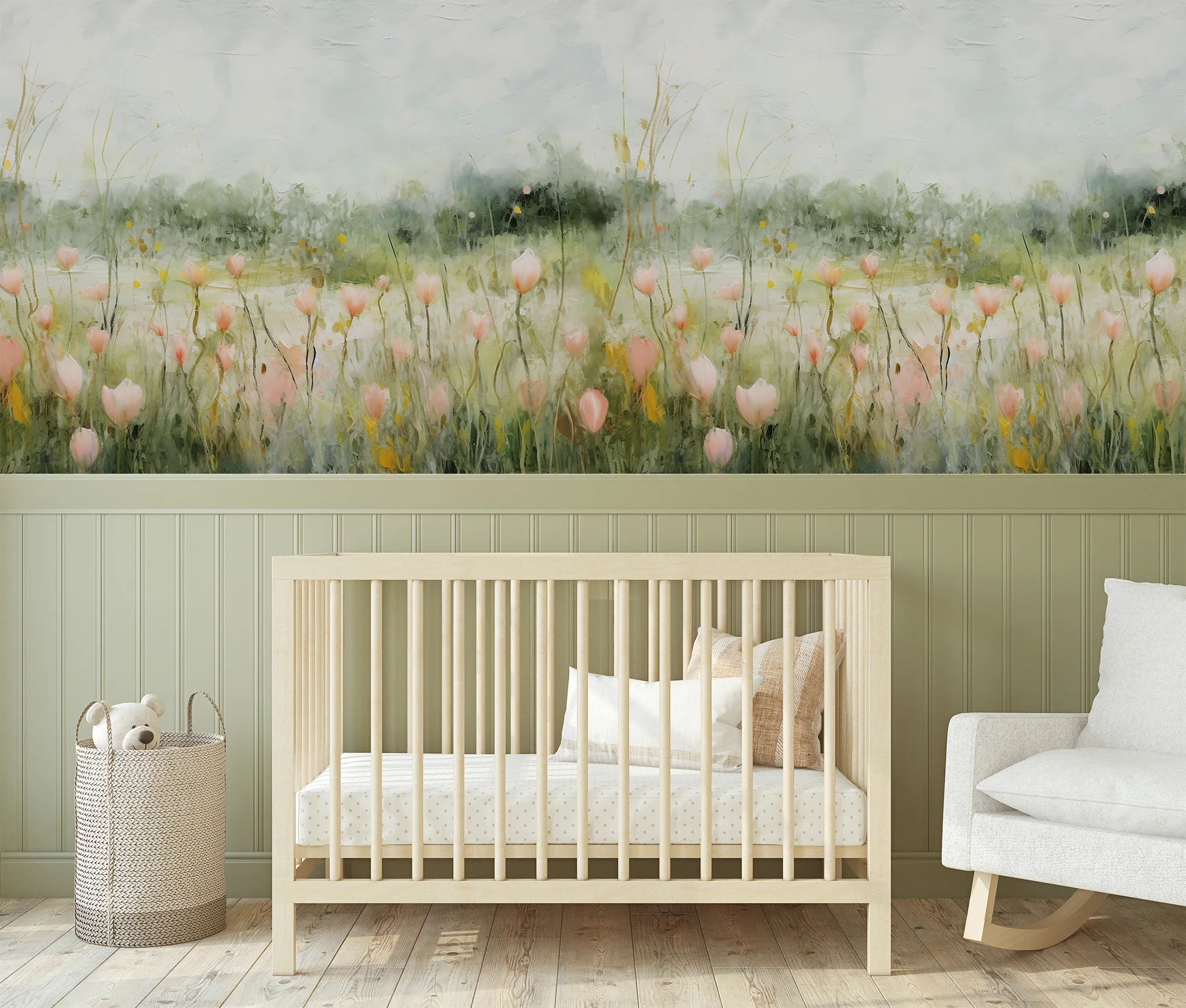 Maria - Hazy Meadow Oil Painting Wallpaper Mural - Image 5
