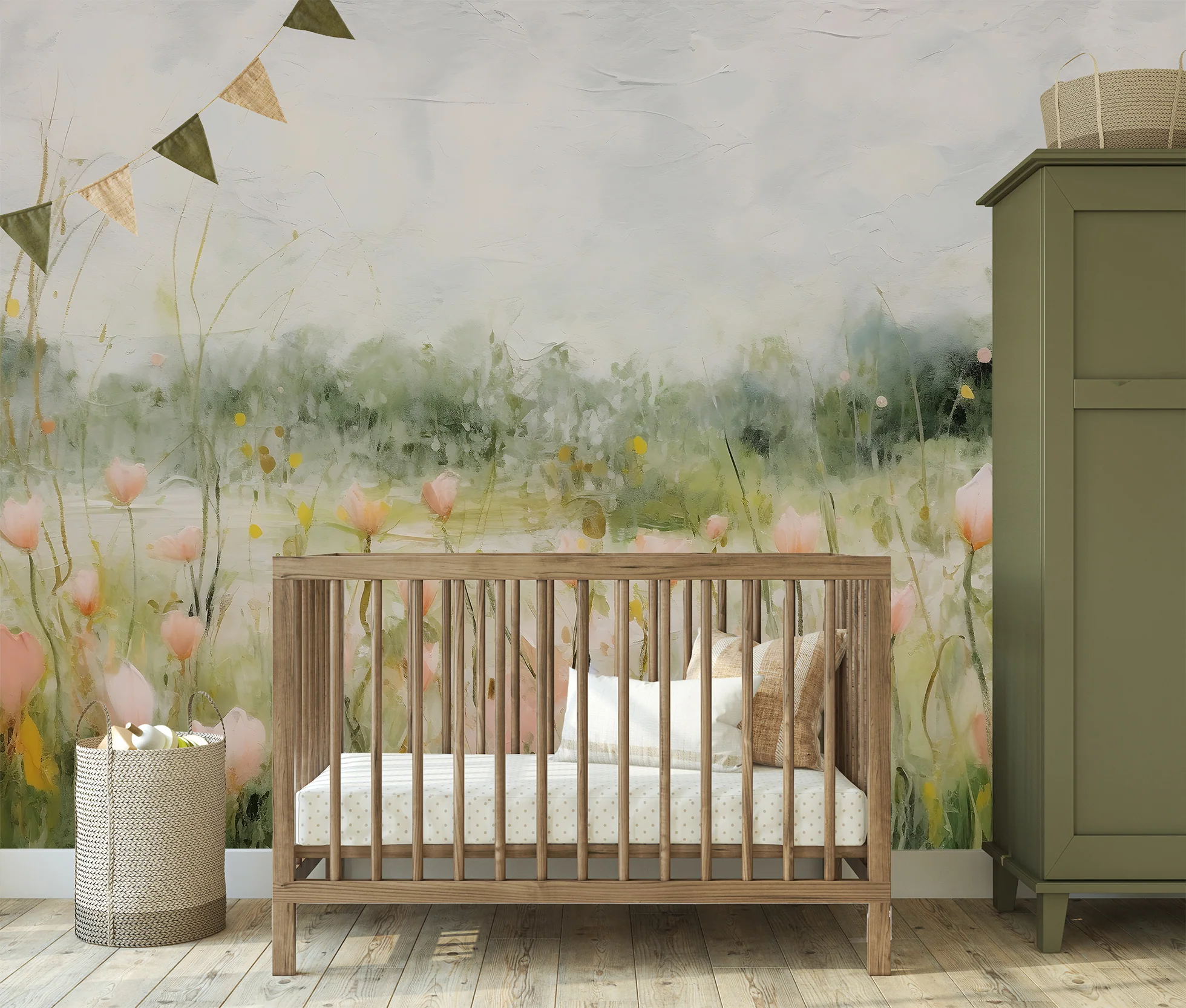 Maria - Hazy Meadow Oil Painting Wallpaper Mural - Image 6