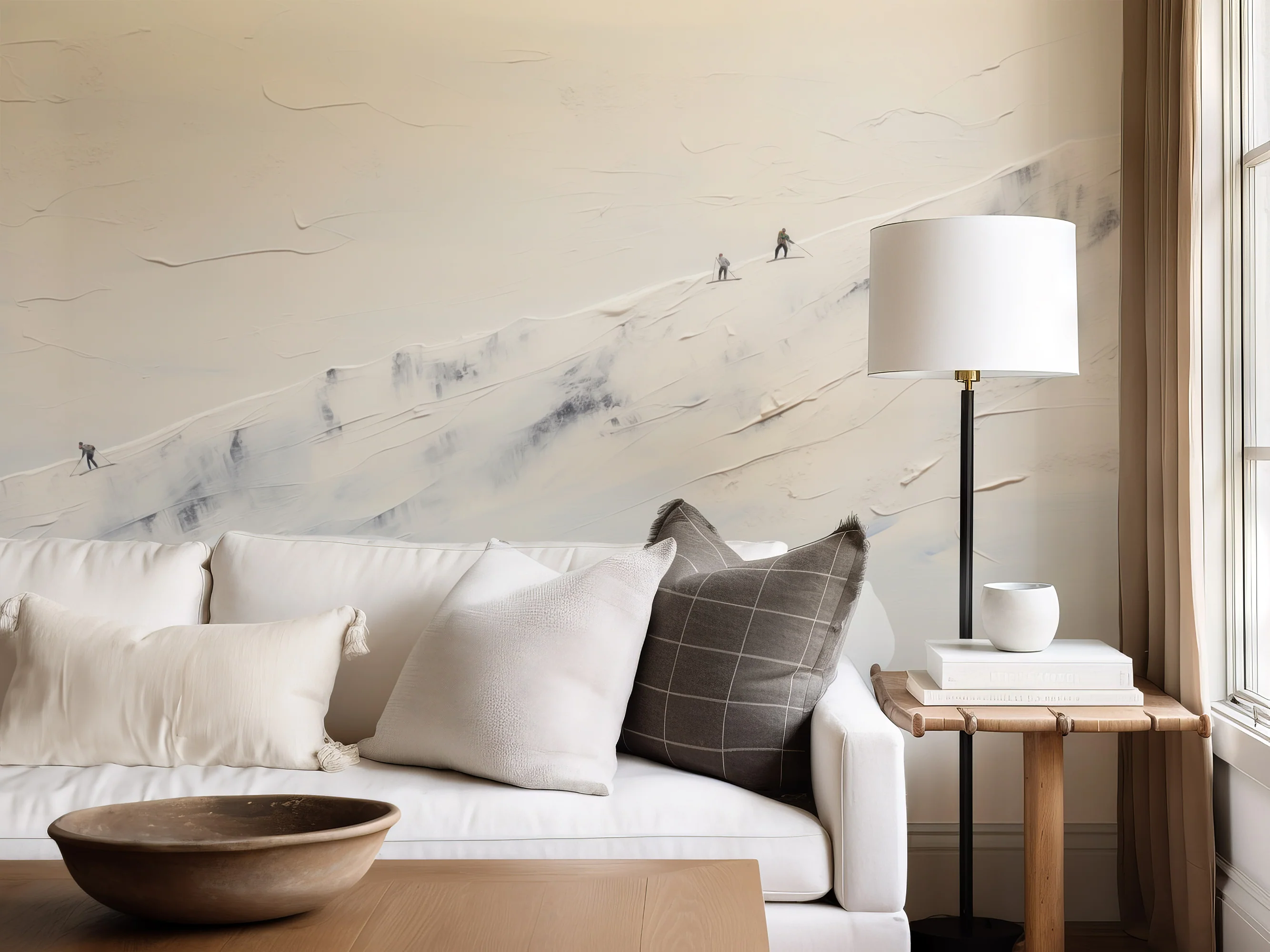 Peak - Textured White Mountain Ski Scene Abstract Art Wallpaper Mural - Image 4