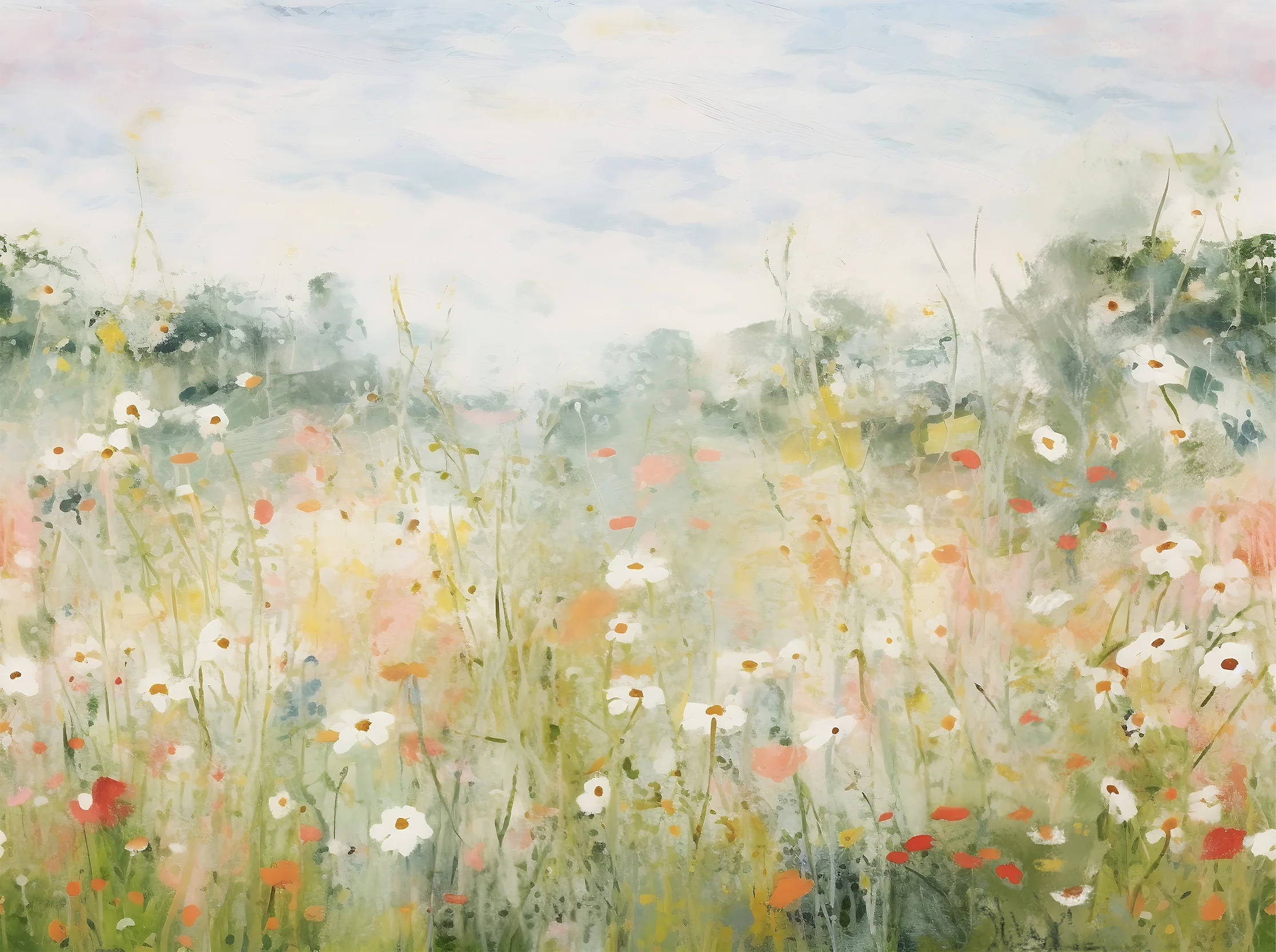 Petunia - Petunia Flower Meadow Oil Painting Wallpaper Mural - Image 6