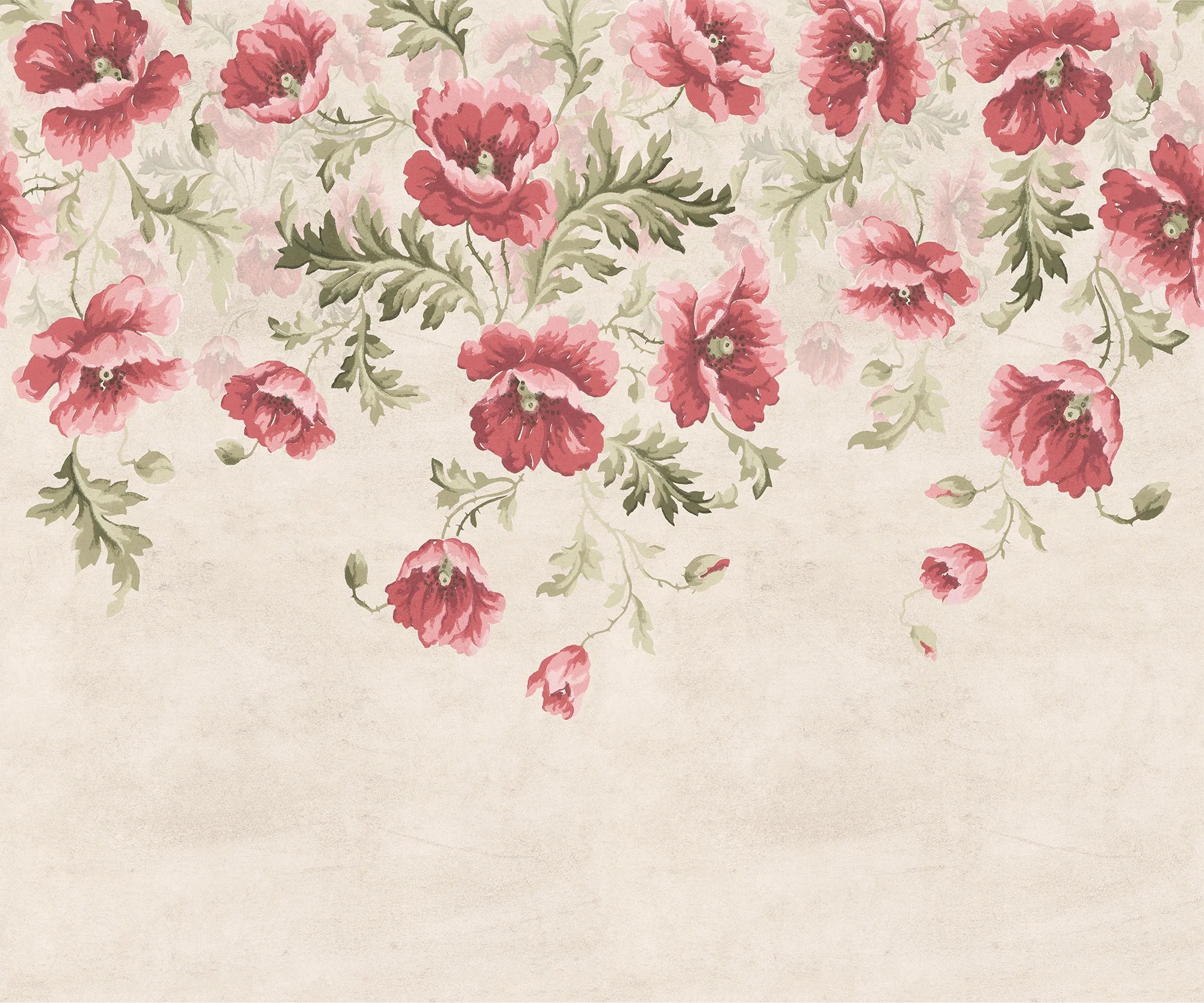 Poppy - Painted Trailing Poppy Wallpaper Mural - Image 5