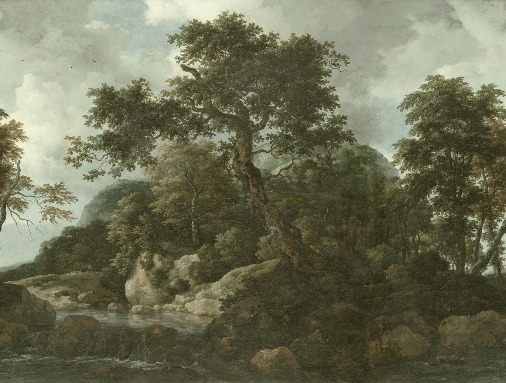 Sylvia - Vintage Forest Waterfall Landscape Painting Wallpaper Mural - Image 7