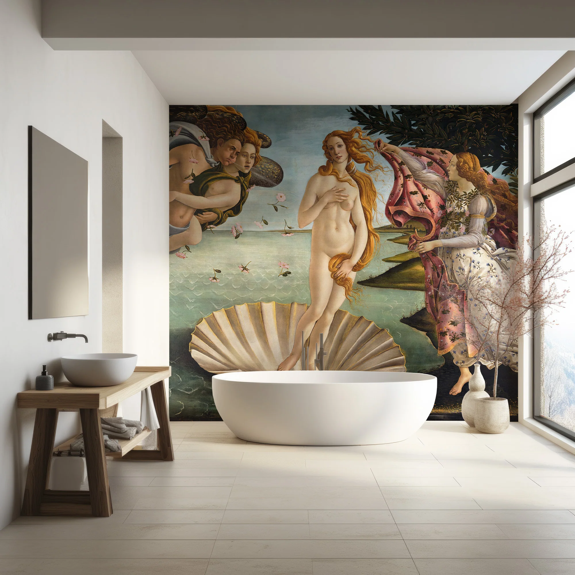 Venus - The Birth Of Venus 1485 Historical Oil Painting Wallpaper Mural - Image 3