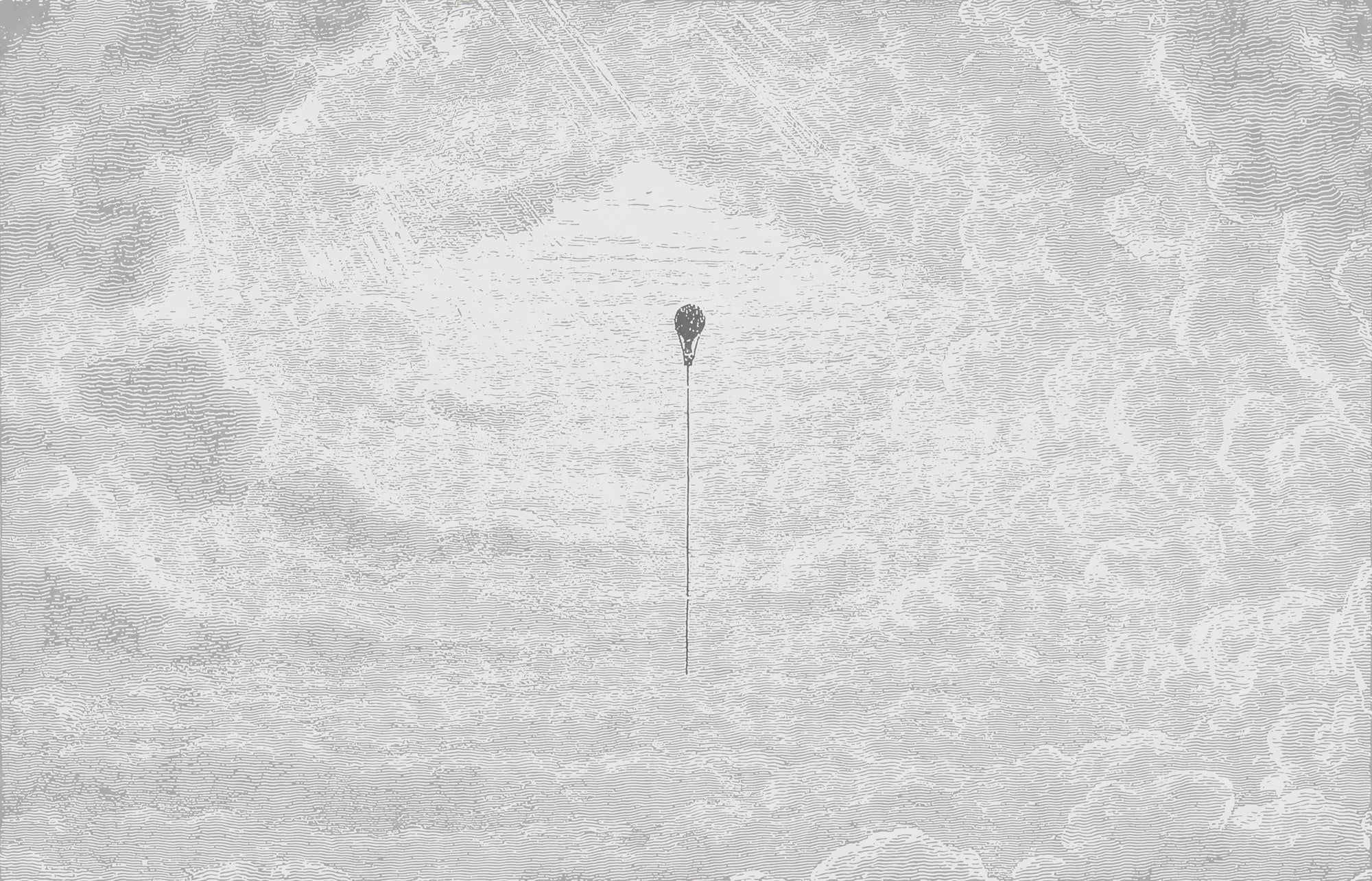 Theo Cloud - Grey Etched Hot Air Balloon Sky Wallpaper Mural - Image 4