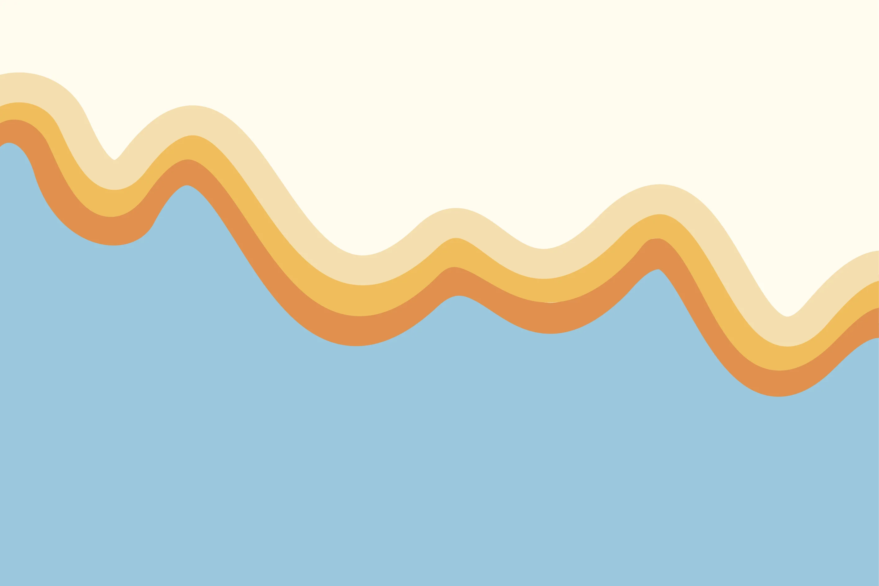 Wiggle - Orange Wave on Blue Wallpaper Mural - Image 4