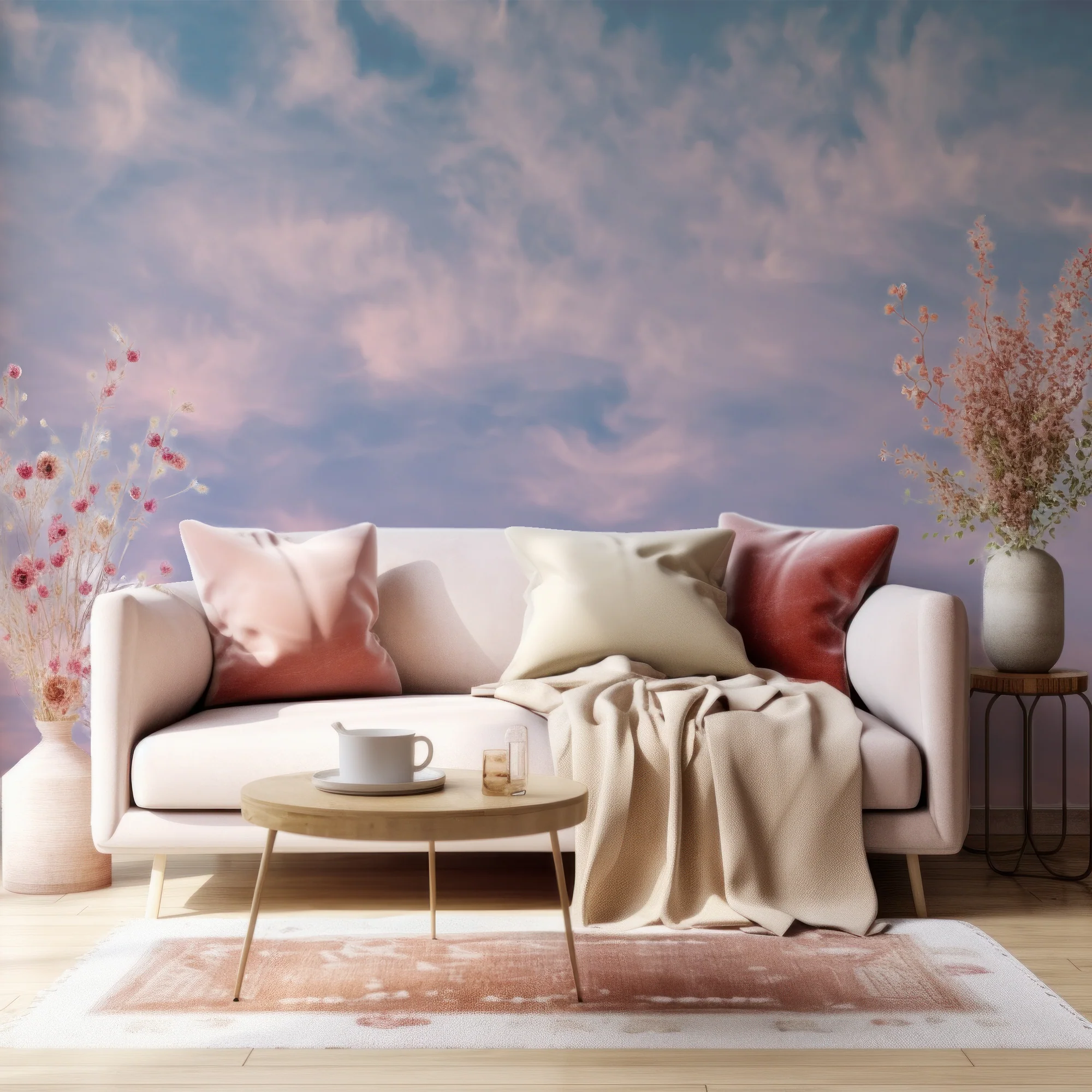 Wispy - Dreamy Clouds Sunset Sky Wallpaper Mural - Image 3