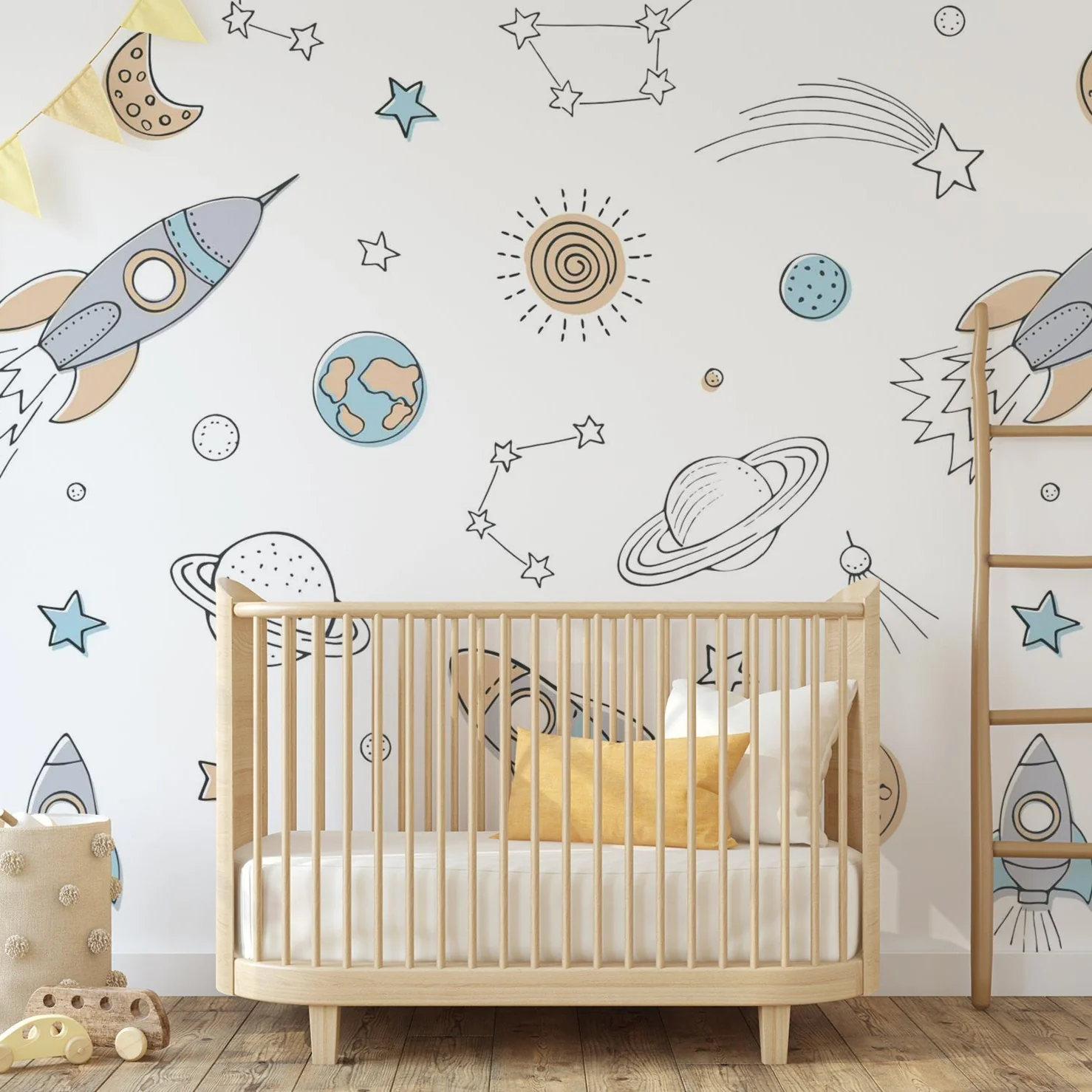 Wrigure - Children's White Space Wallpaper Mural - Image 3